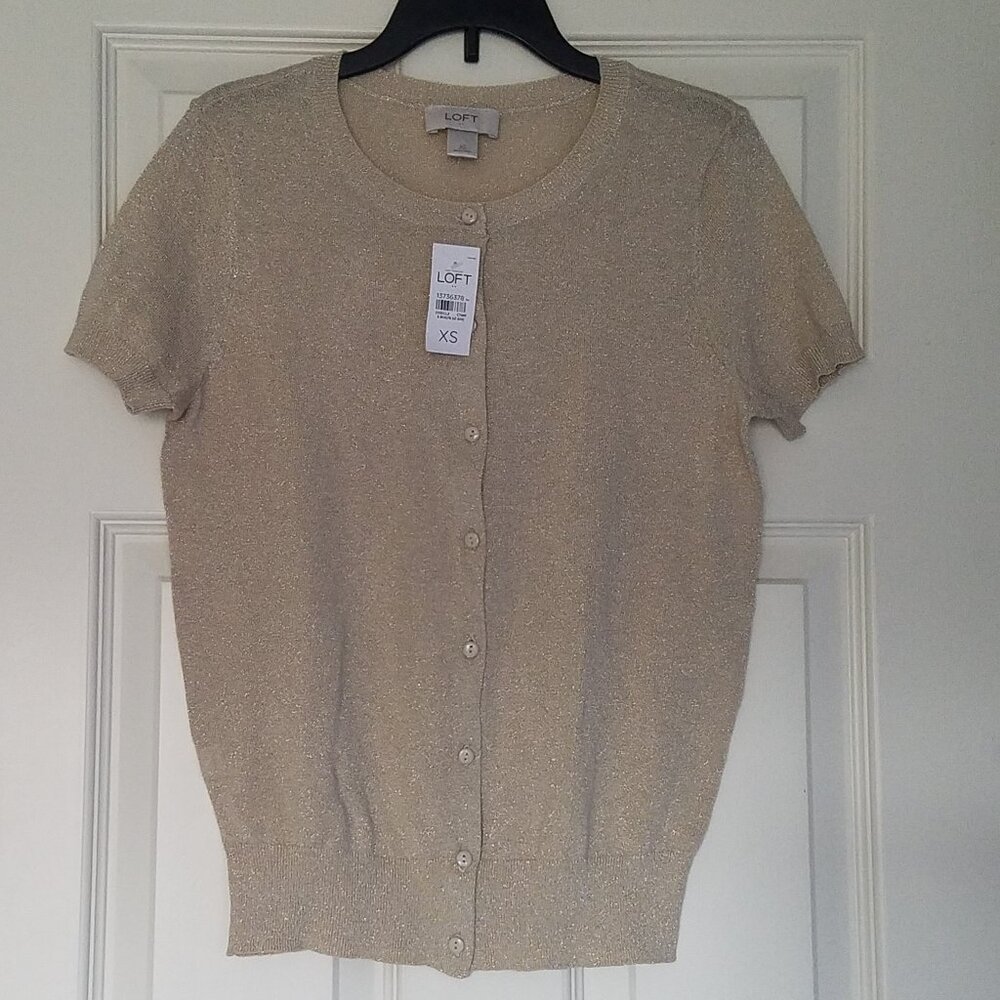 LOFT Outlet Gold Shimmer Sweater Top